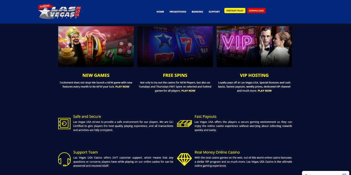 Las Vegas USA Casino Screenshots - Landing Page