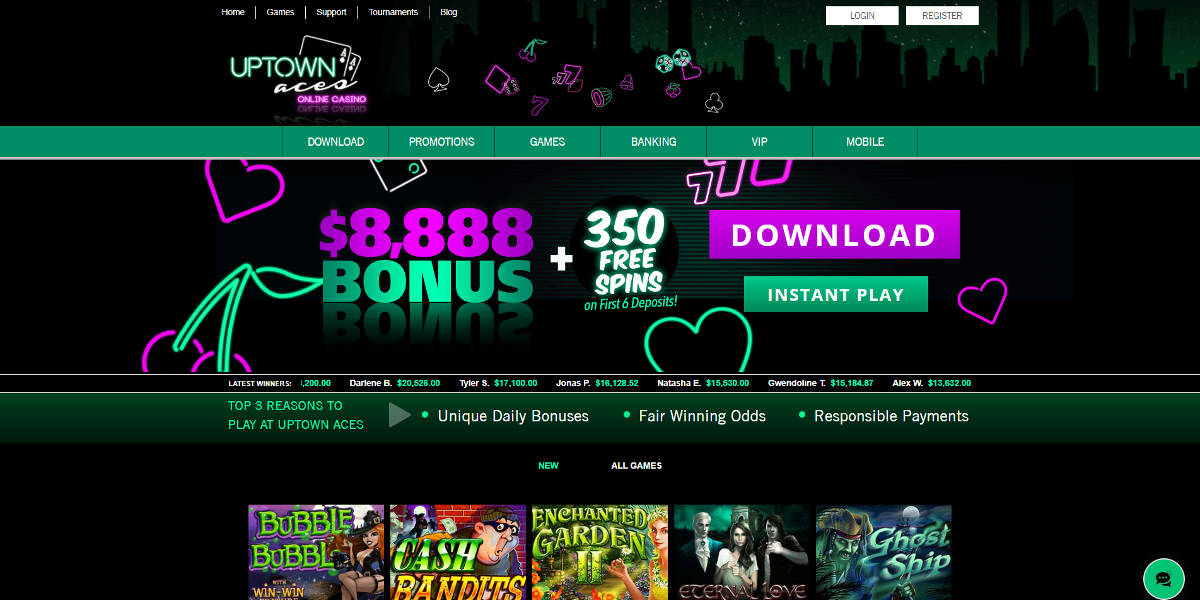 Uptown Aces Screenshots - Homepage