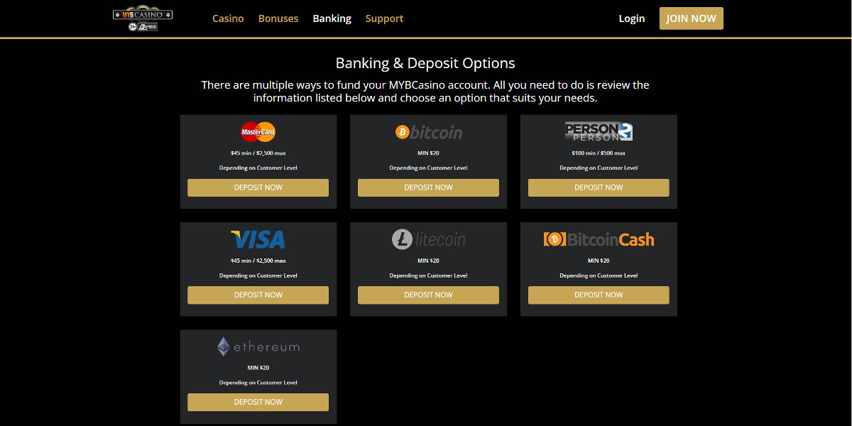 MYC Casino Screenshots - Banking