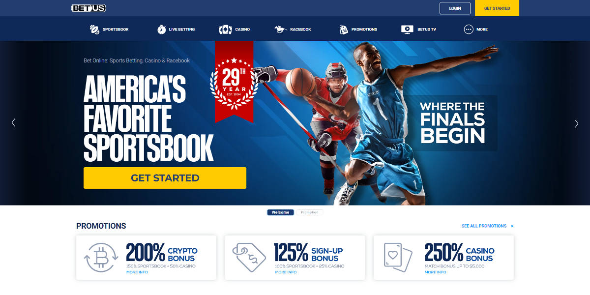 BetUS Homepage Screenshot