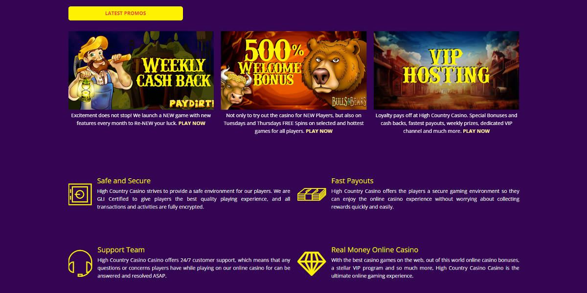 High Country Casino Screenshots - Promotions