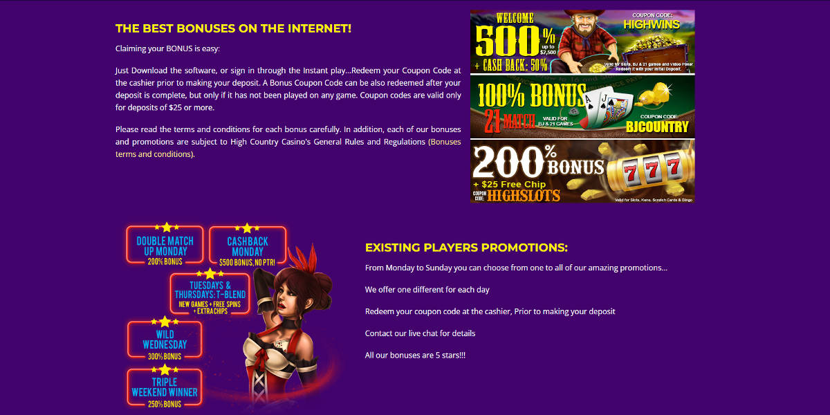 High Country Casino Screenshots - Promotions