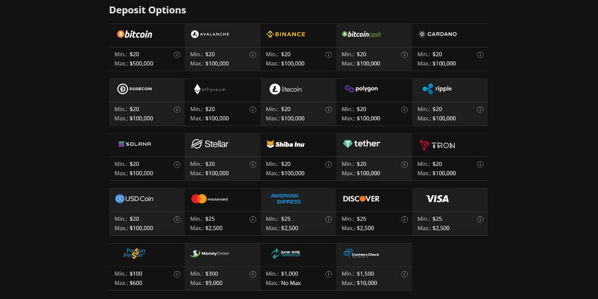 Wild Casino Screenshots - Deposits