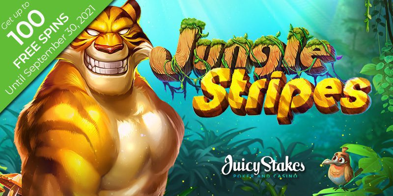 Enjoy Playing Poker and Betsoft's New Jungle Stripes Slot Machine at Juicy Stakes Poker Casino