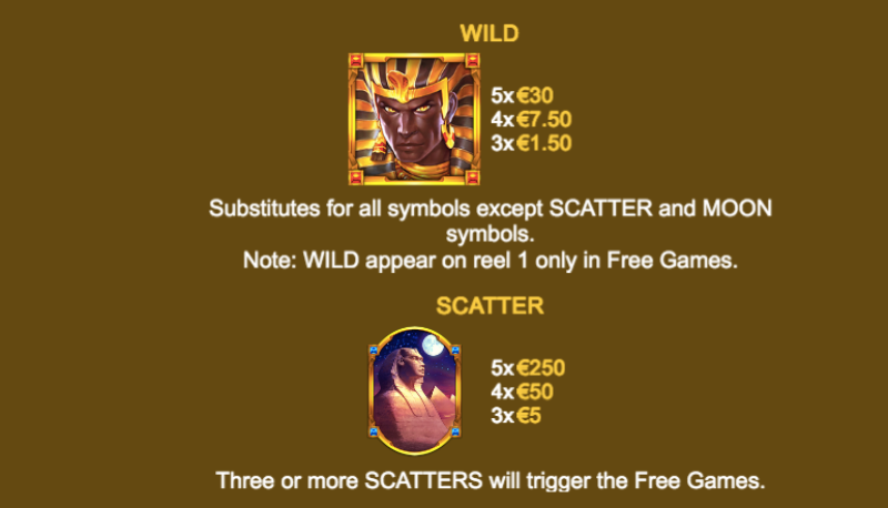 Khonsu God of Moon Mega Fire Blaze Slot Machine paytable