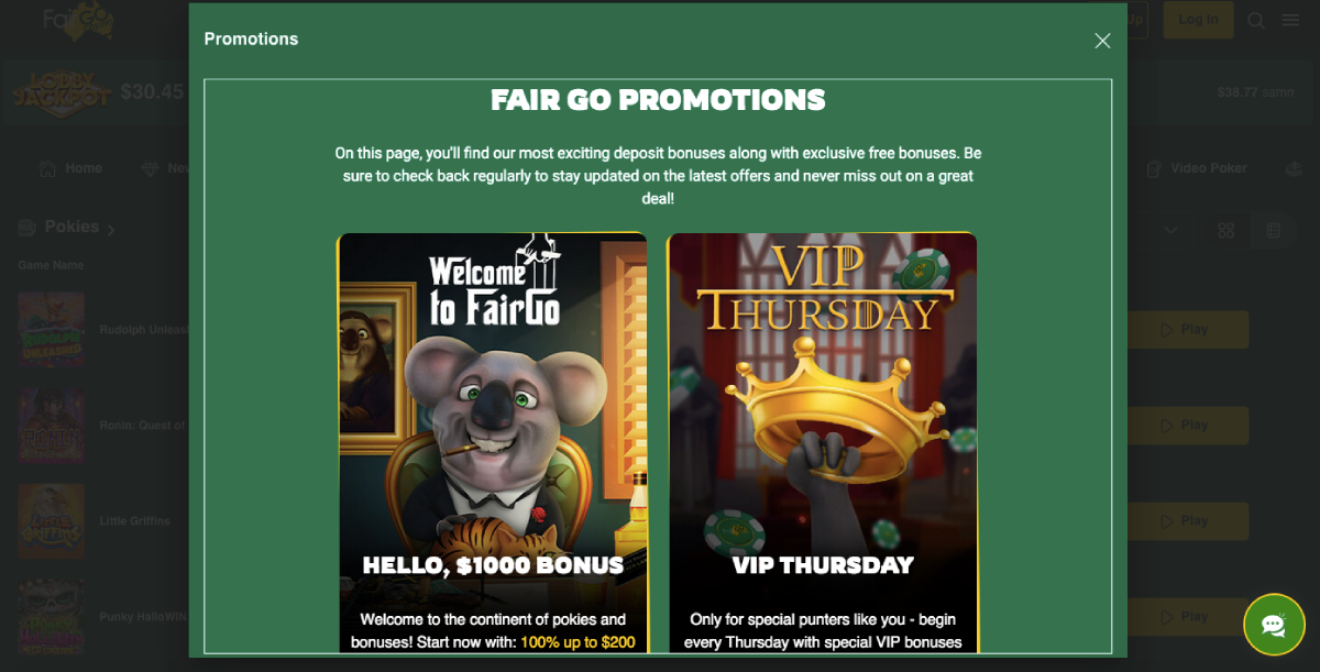 Fair Go Casino Review & No Deposit Bonus Codes