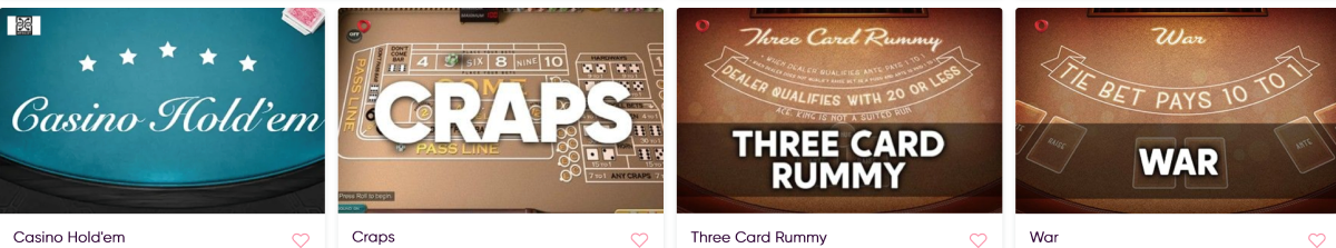 table games at slots paradise